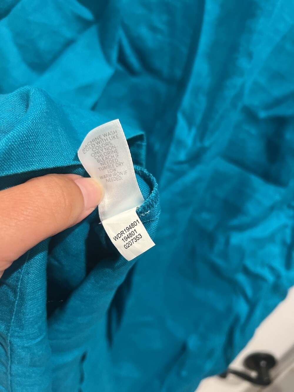 J.Jill Love Linen Turquoise Blue Short Sleeve Button Front Popover Dress Size L - Picture 9 of 9